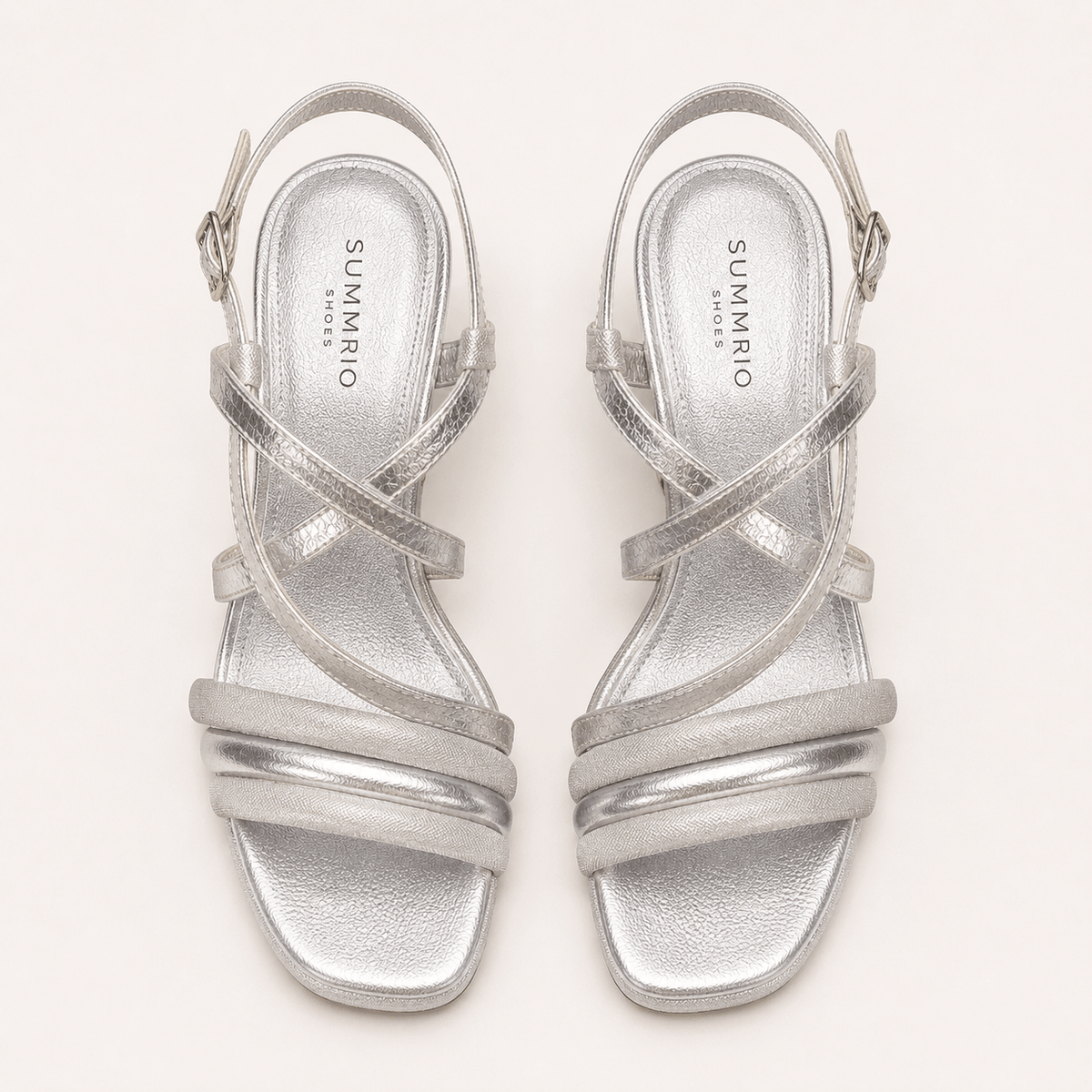 Silver Spiral Block Heels in Silver - view 3