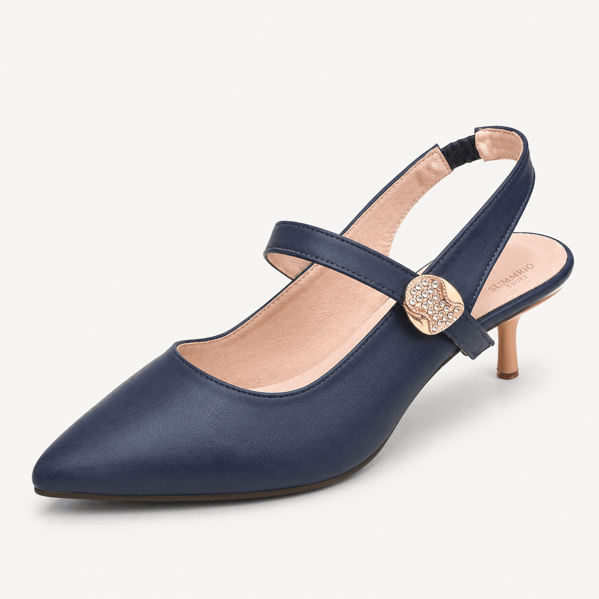 Navy Mary Jane Block Heels in Navy Blue - view 1