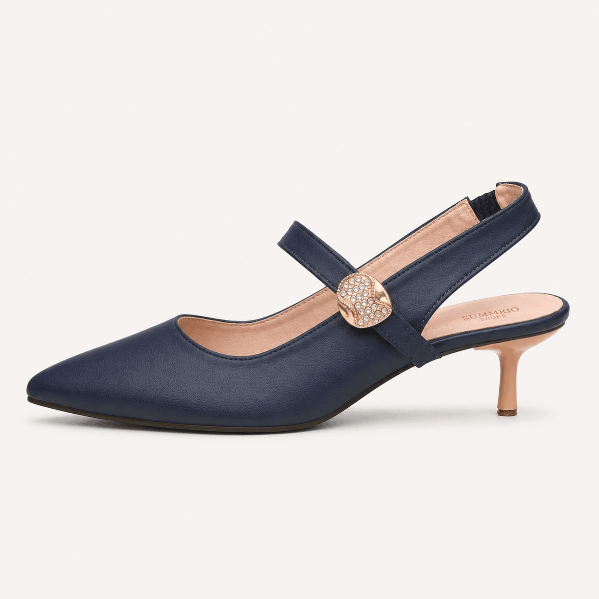 Navy Mary Jane Block Heels in Navy Blue - view 2
