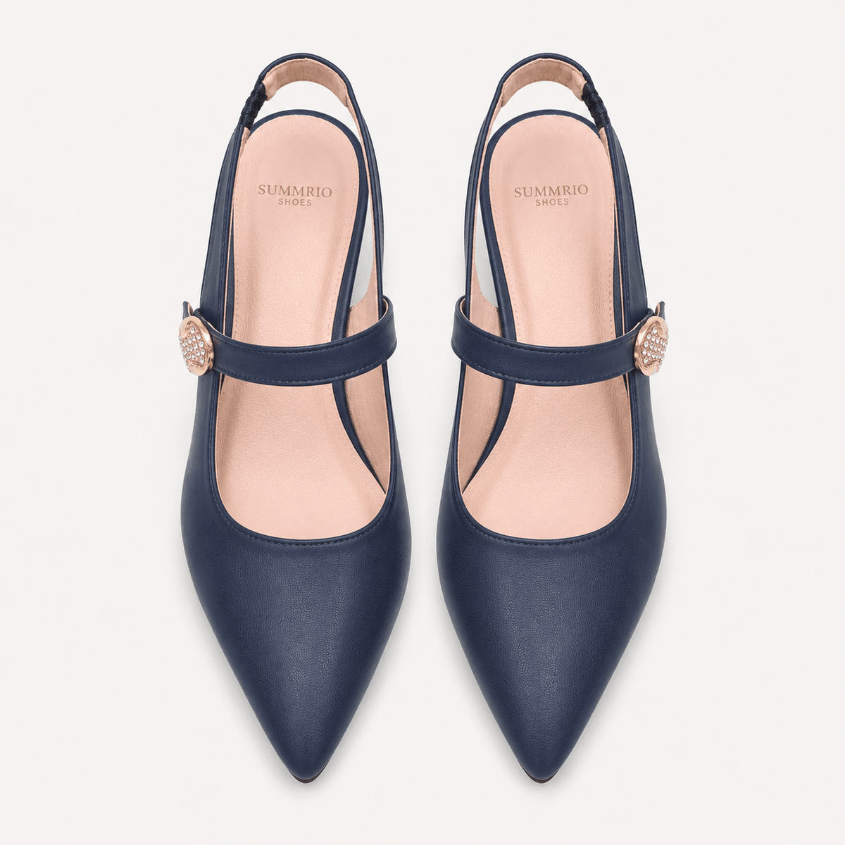 Navy Mary Jane Block Heels in Navy Blue - view 3