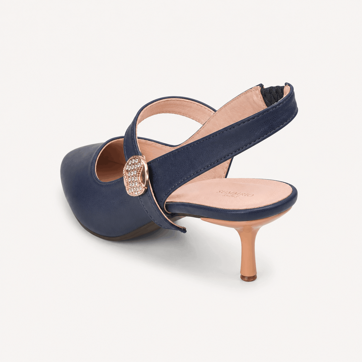 Navy Mary Jane Block Heels in Navy Blue - view 4