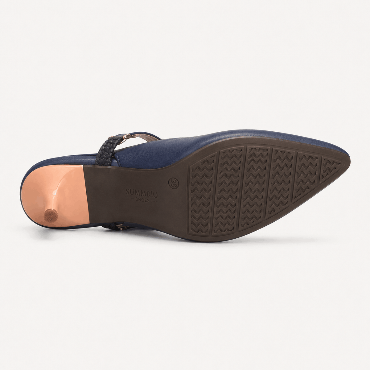 Navy Mary Jane Block Heels in Navy Blue - view 5