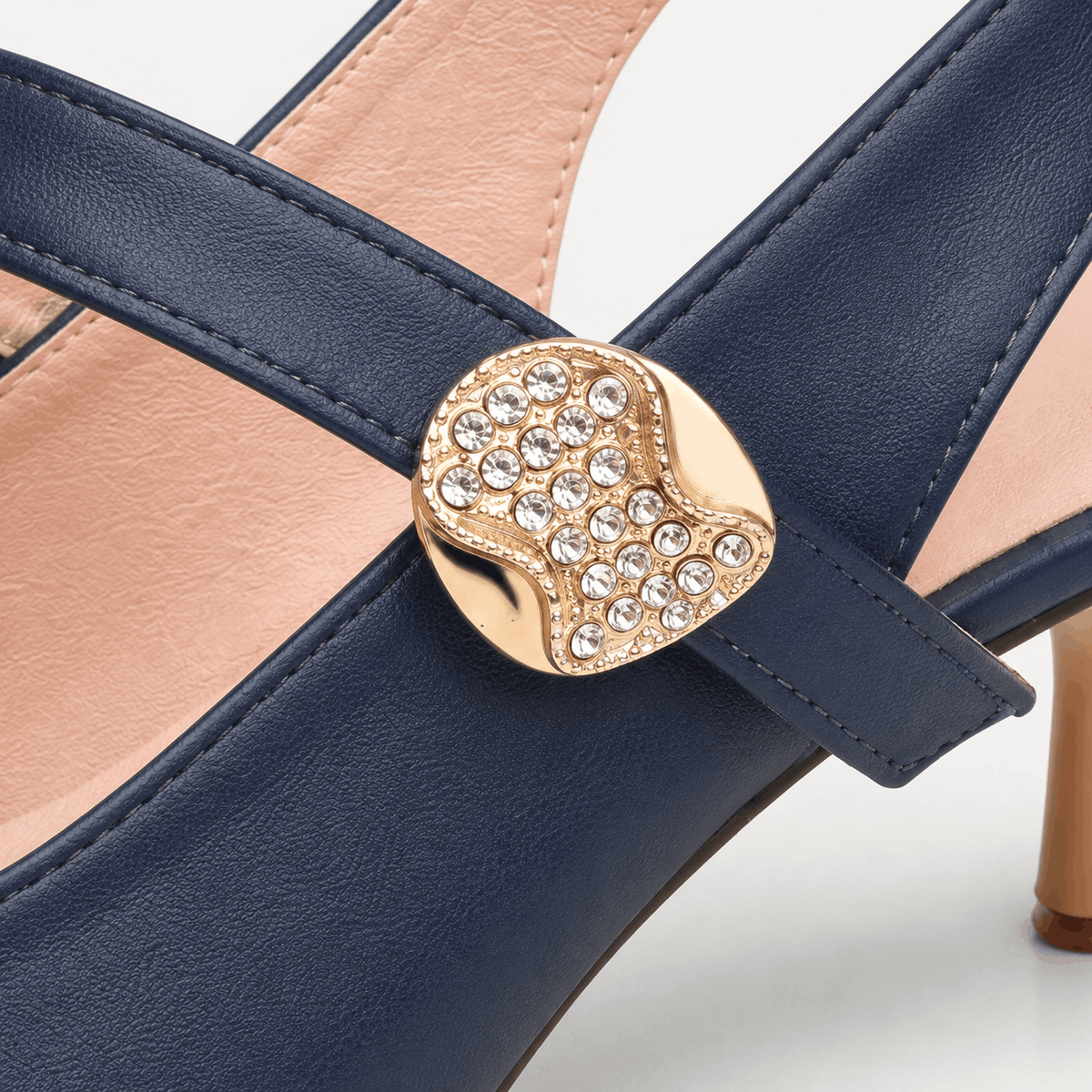 Navy Mary Jane Block Heels in Navy Blue - view 6