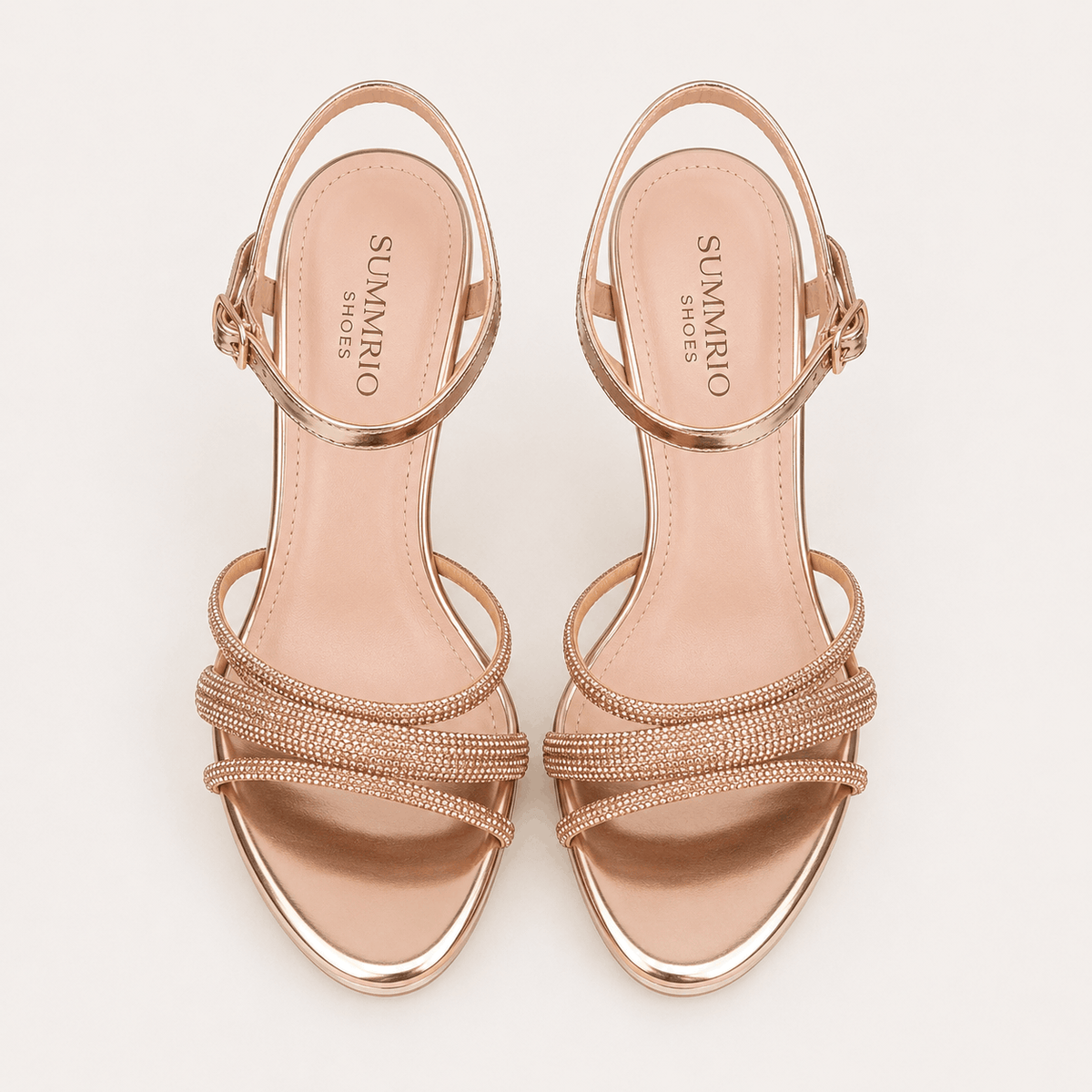 Nude Crystal Slingback Heels in Nude Beige - view 3