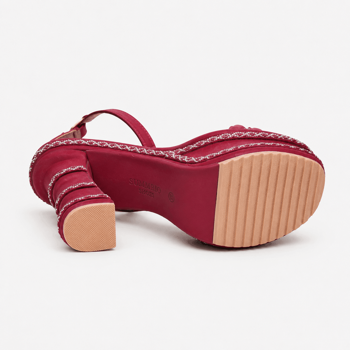 Magenta Strappy Platform Heels in Magenta - view 5