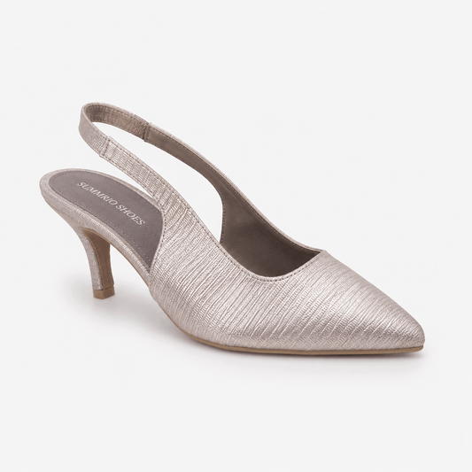 Nude Slingback Block Heels in Nude Beige - view 1