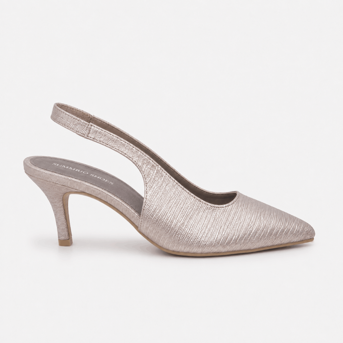 Nude Slingback Block Heels in Nude Beige - view 2