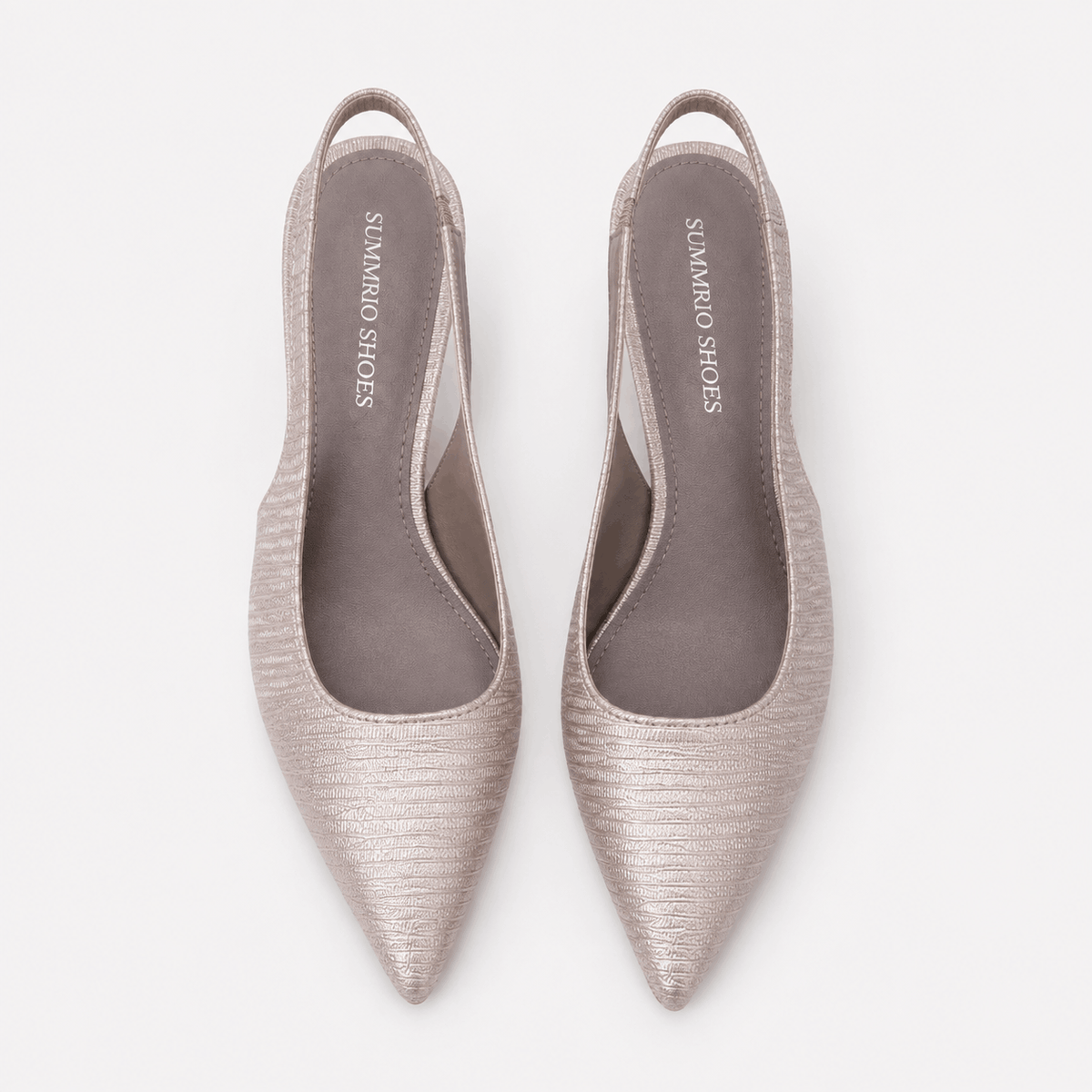 Nude Slingback Block Heels in Nude Beige - view 3