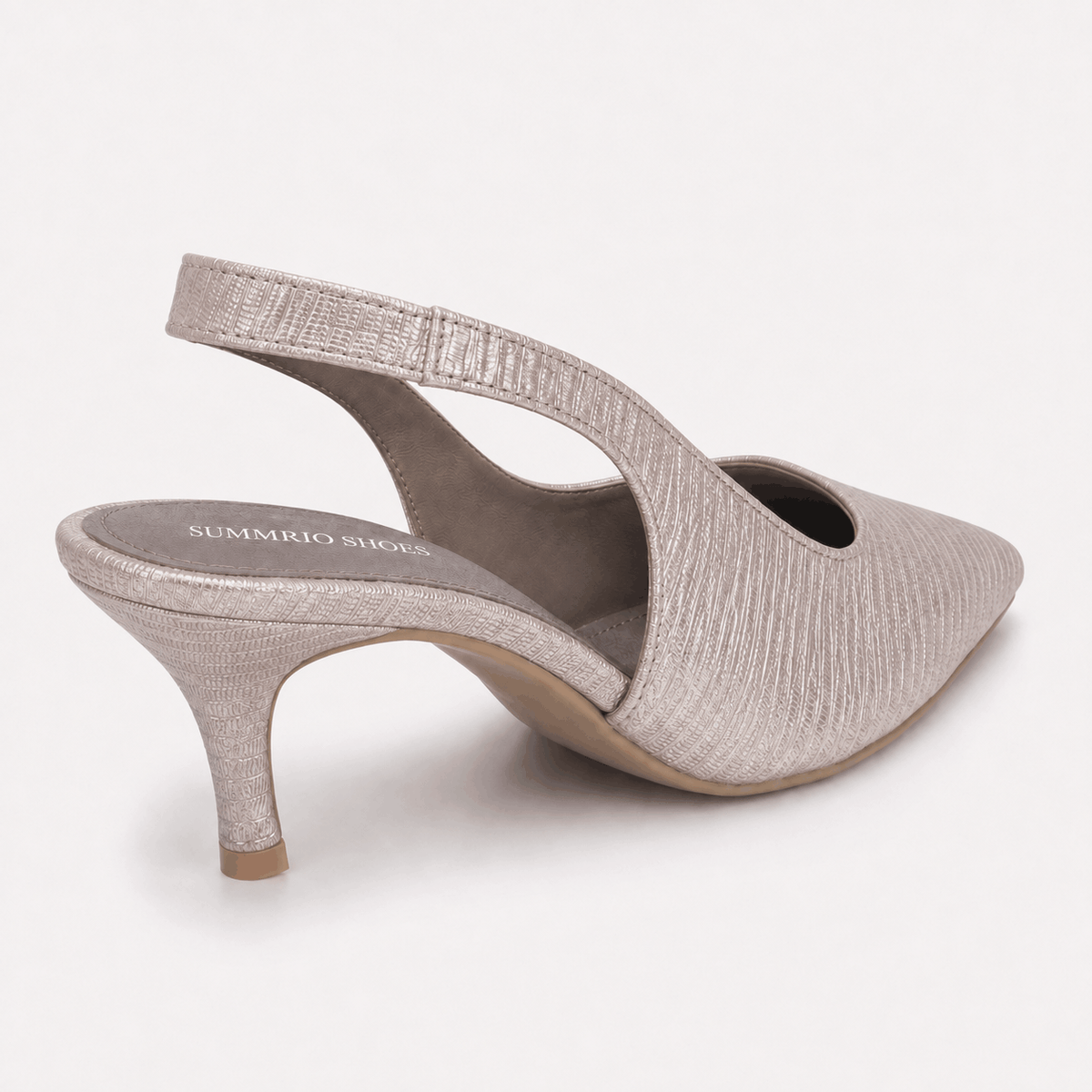 Nude Slingback Block Heels in Nude Beige - view 4