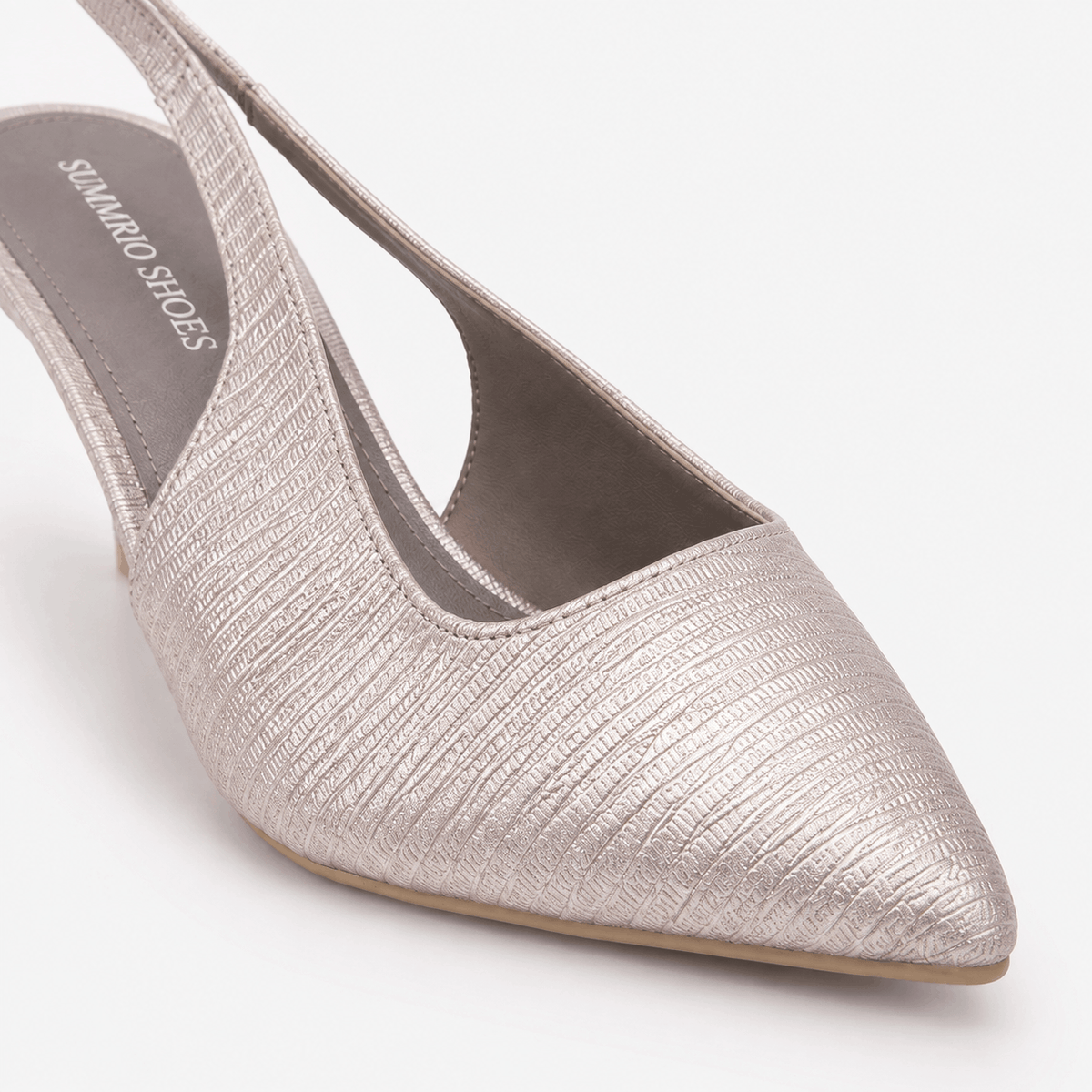 Nude Slingback Block Heels in Nude Beige - view 5