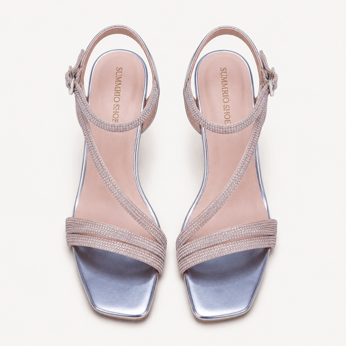 Nude Crystal Bow Heels in Nude Beige - view 3