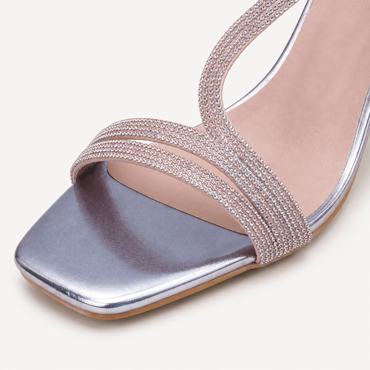 Nude Crystal Bow Heels in Nude Beige - view 6