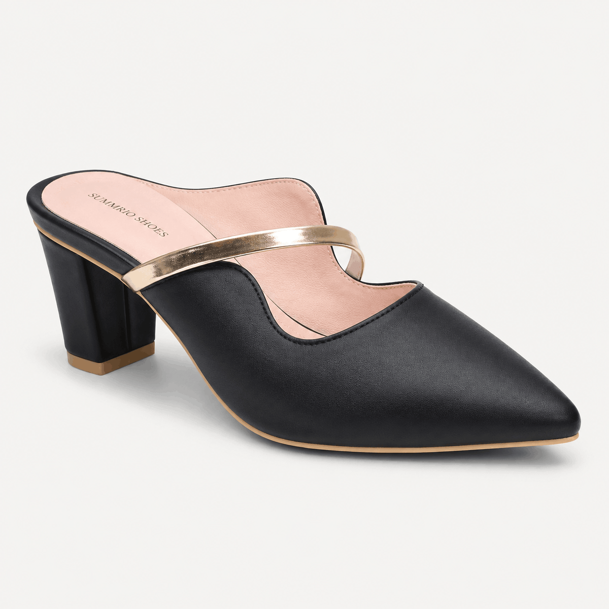 Black Pointed Slingback Heels in Black - view 1