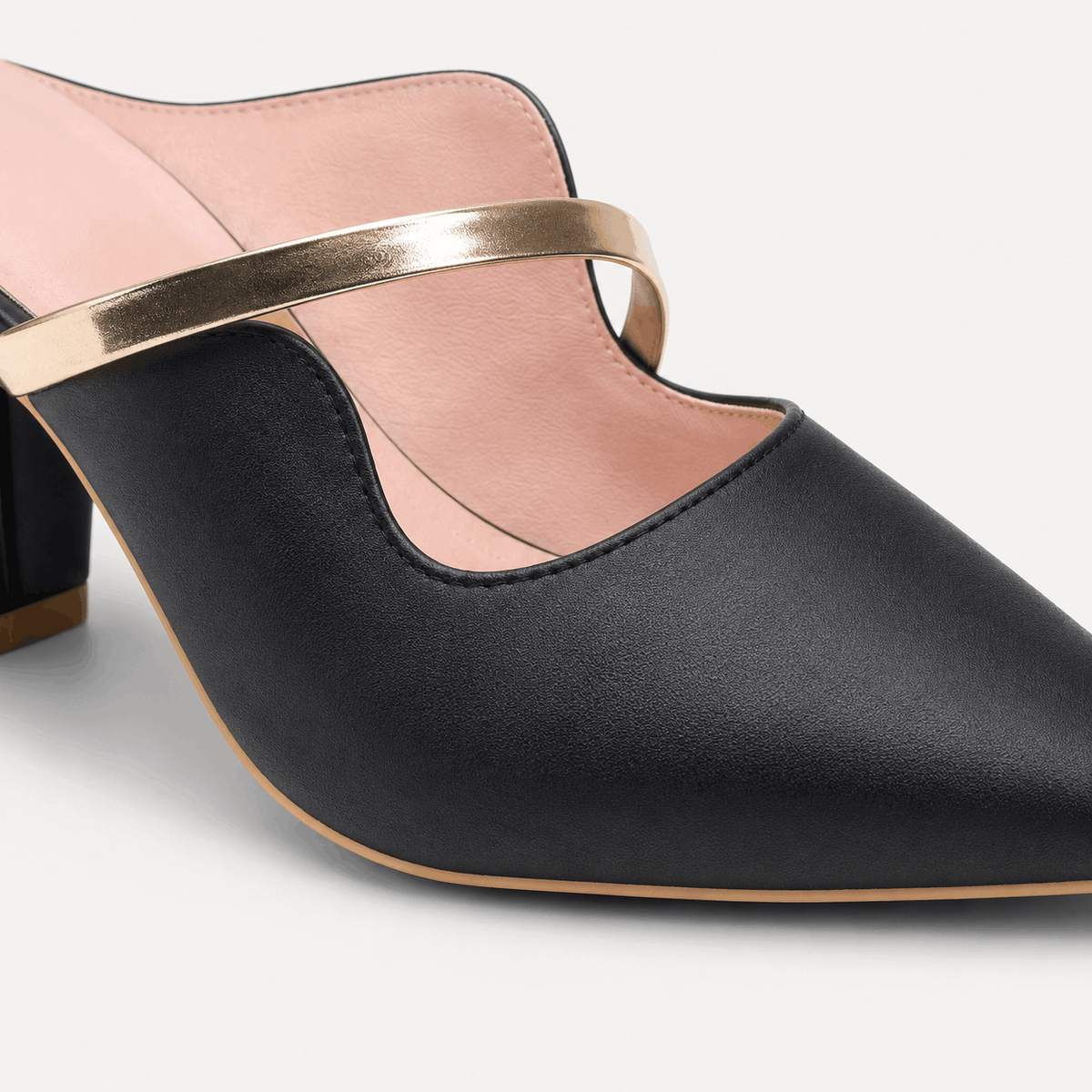 Black Pointed Slingback Heels in Black - view 6