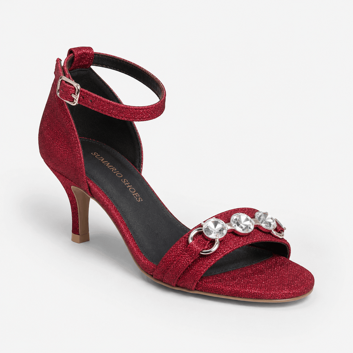 Red Jewel Accent Heels in Red - view 1