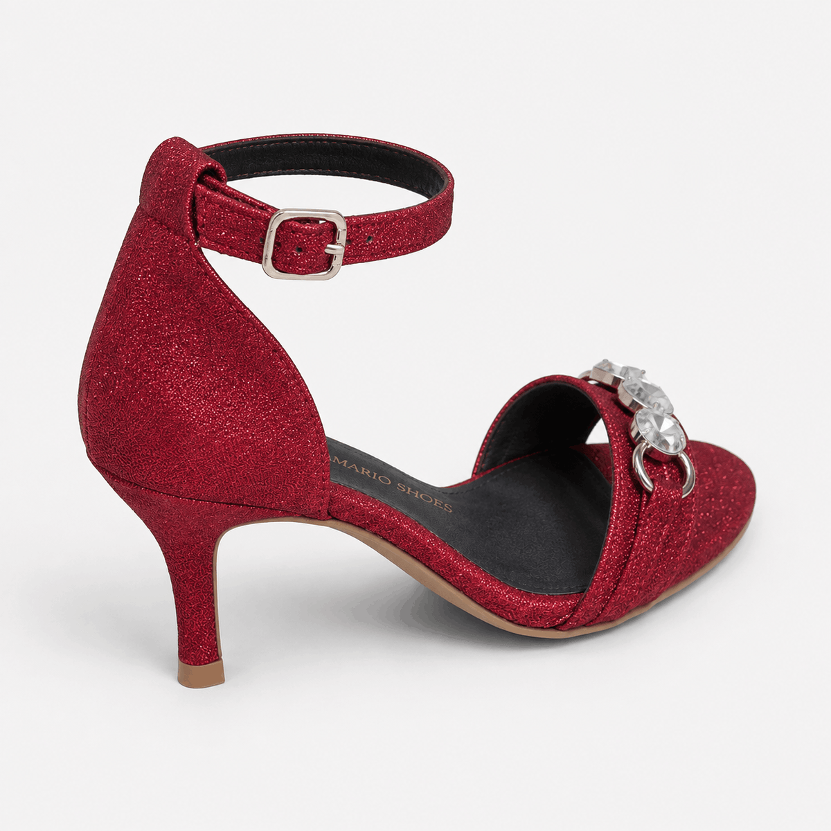 Red Jewel Accent Heels in Red - view 4