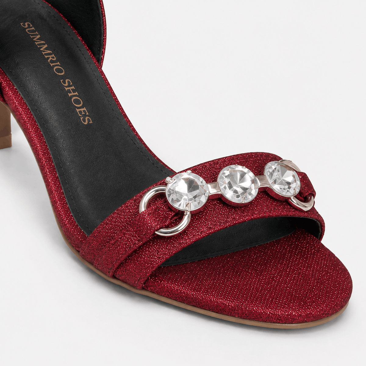 Red Jewel Accent Heels in Red - view 6