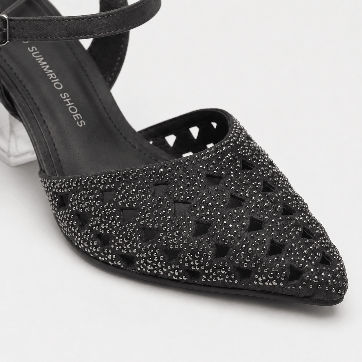 Black Cutwork Slingback Heels in Black - view 6