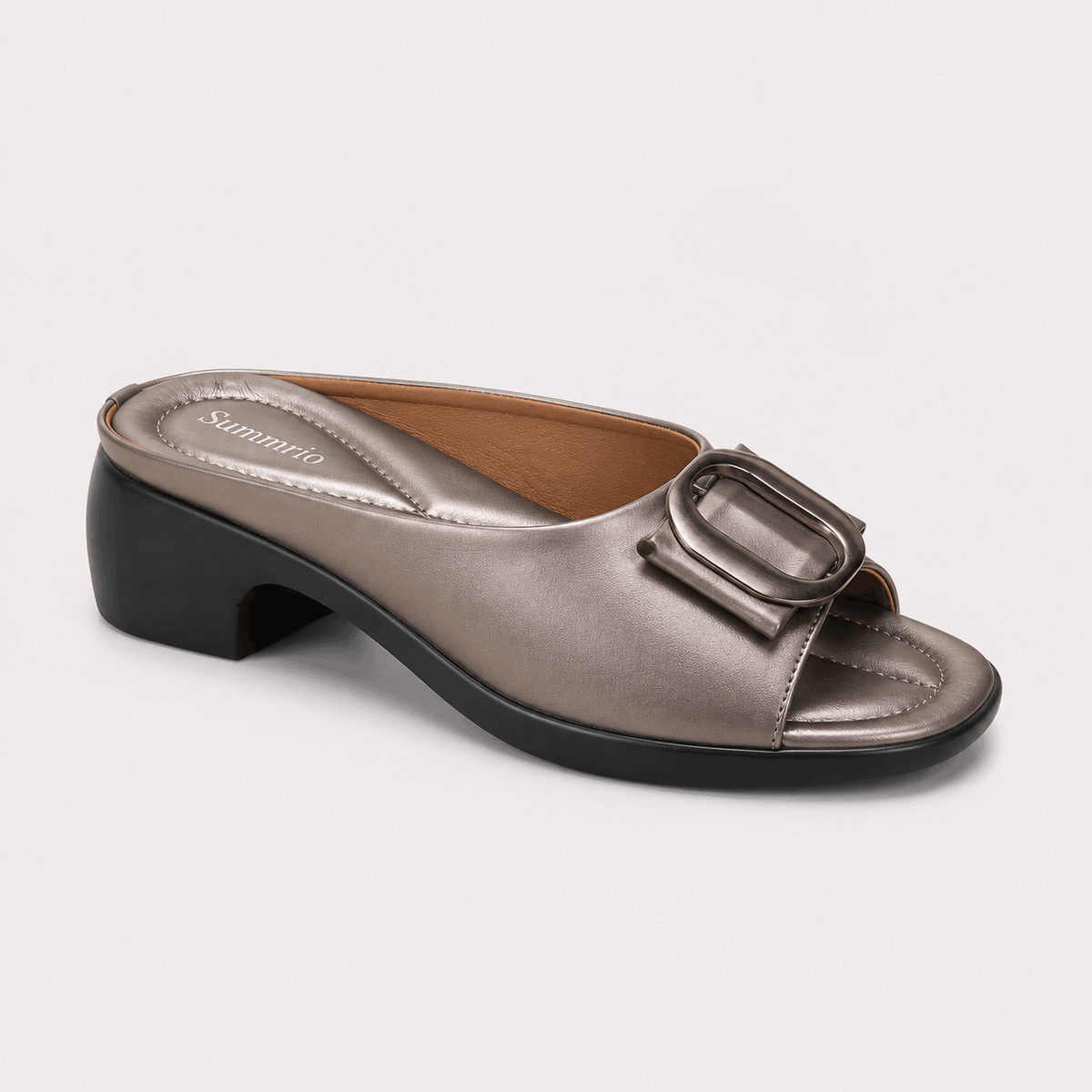 Pewter Chain Detail Mules in Pewter Silver - view 1