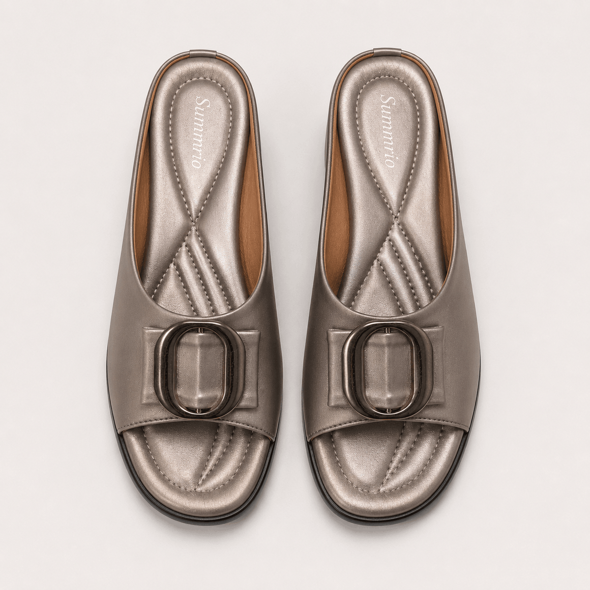 Pewter Chain Detail Mules in Pewter Silver - view 3
