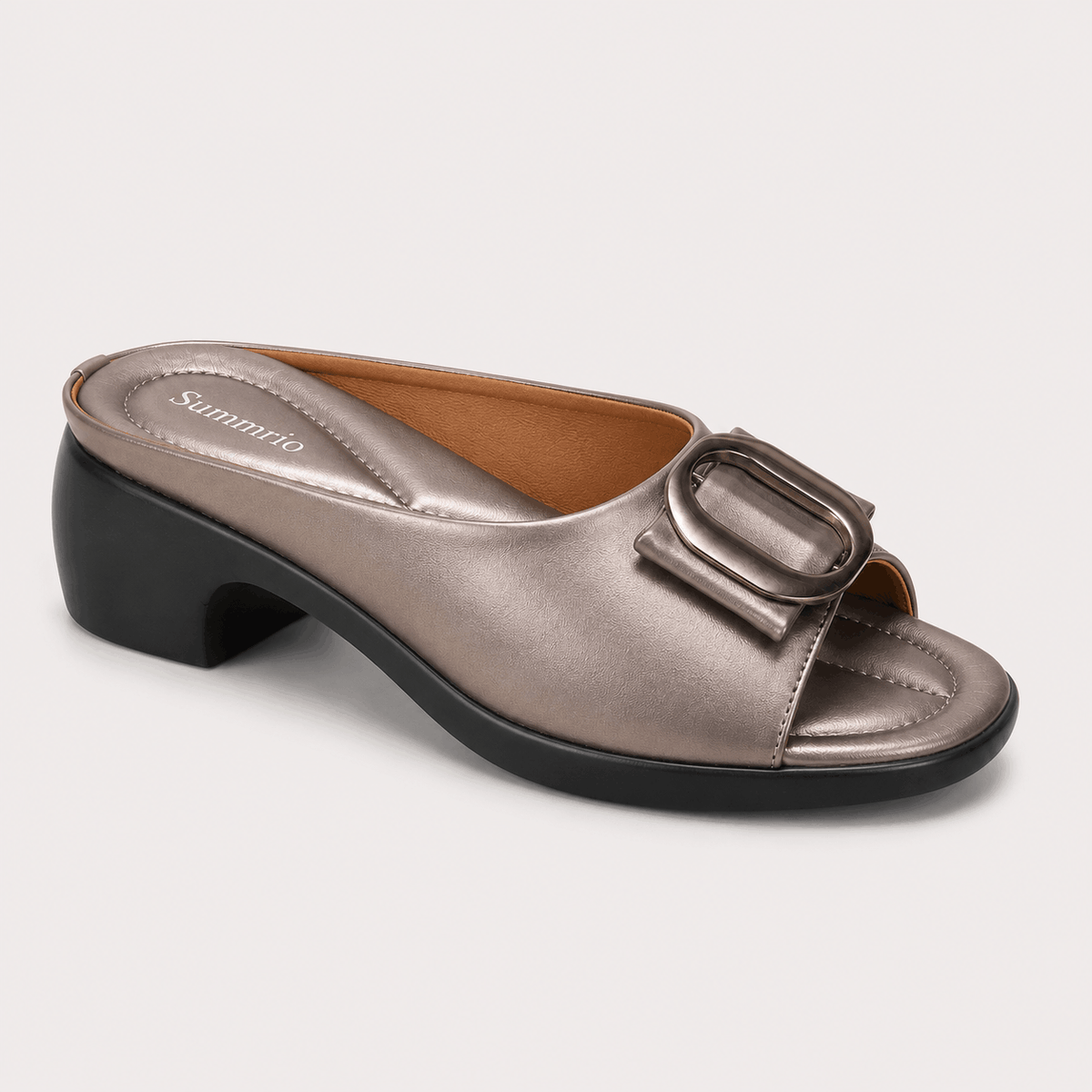 Pewter Chain Detail Mules in Pewter Silver - view 4