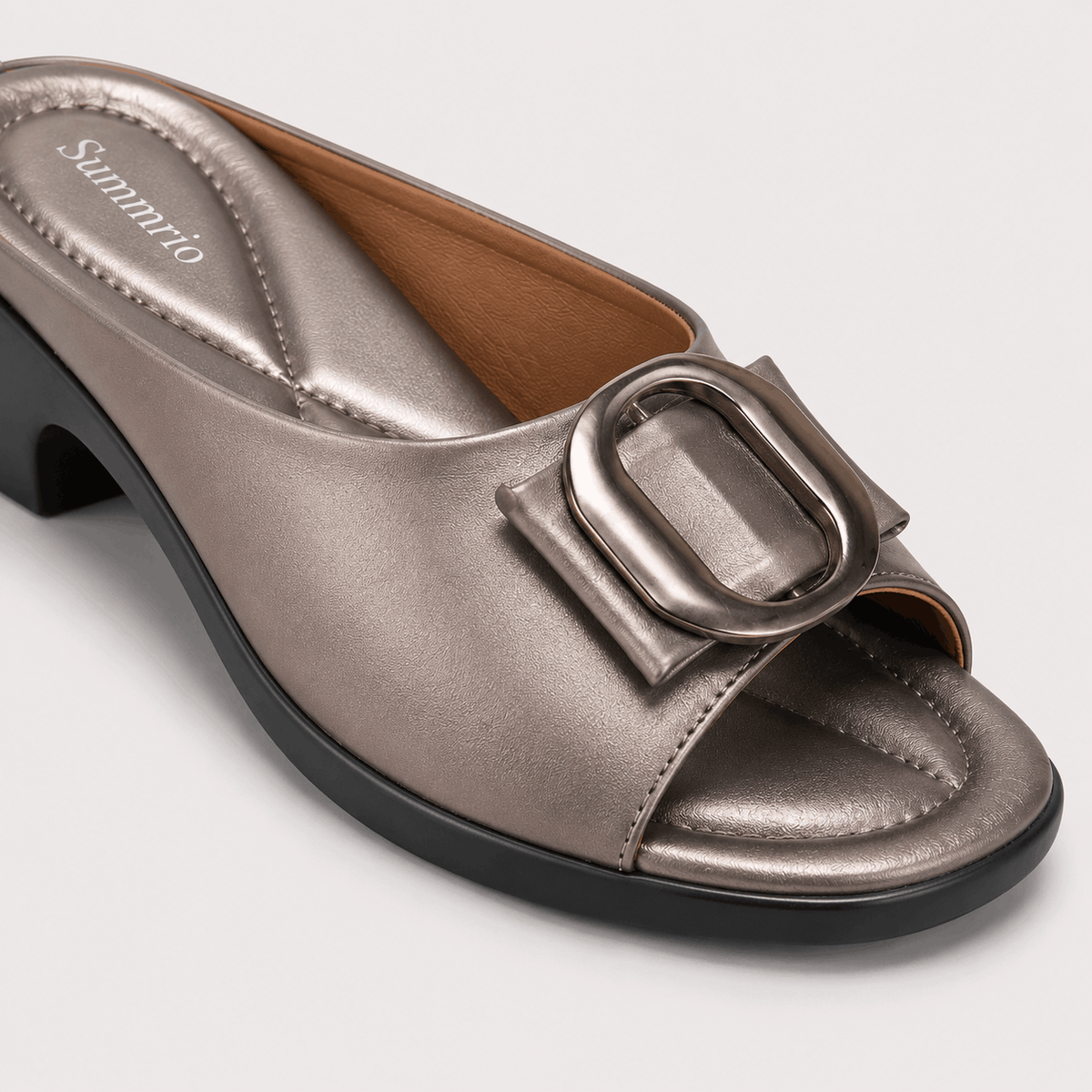 Pewter Chain Detail Mules in Pewter Silver - view 6
