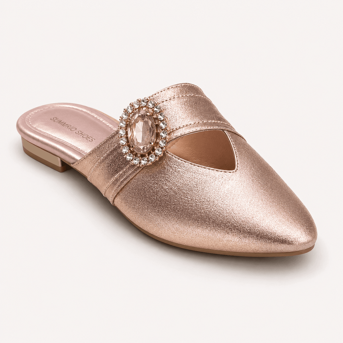 Pearl Pointed Mules in Pearl Beige - view 1