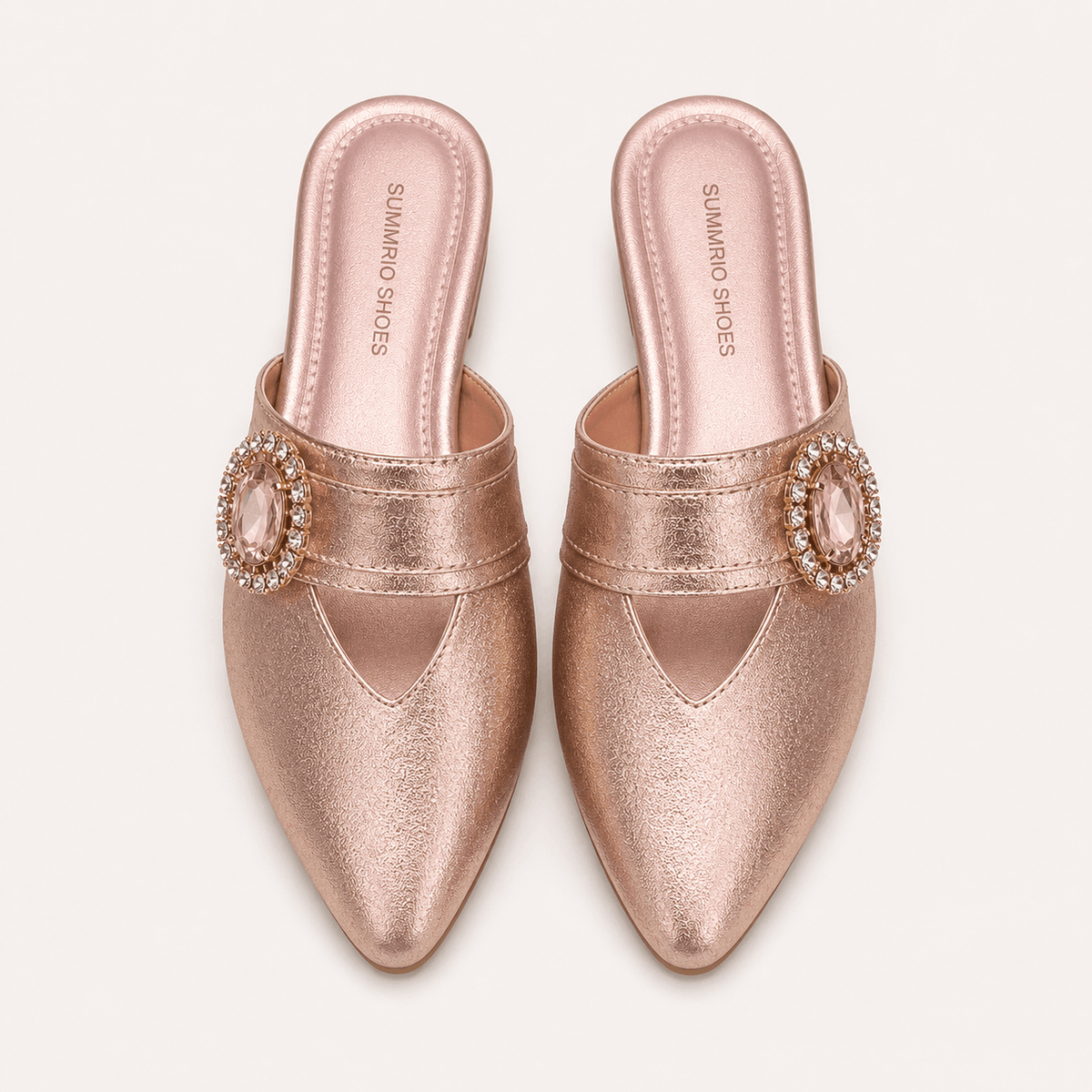 Pearl Pointed Mules in Pearl Beige - view 3